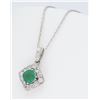 Image 2 : 14KT White Gold 0.40ct Emerald and Diamond Pendant with Chain