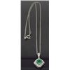 Image 5 : 14KT White Gold 0.40ct Emerald and Diamond Pendant with Chain