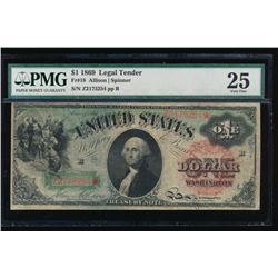 1869 $1 Legal Tender Note PMG 25