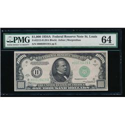 1934A $1000 St Louis Federal Reserve Note PMG 64