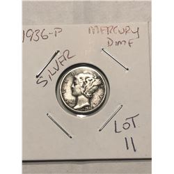 1936 P Mercury Silver Dime Nice Early US Silver Coin