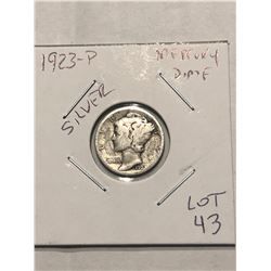 1923 P Mercury Silver Dime Nice Early US Silver Coin