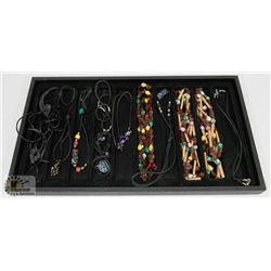 JEWELRY TRAY WITH ASSORTED NECKLACES