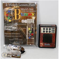 GUITAR ACCESSORY LOT: INCLUDES AUTO TUNER AND MORE