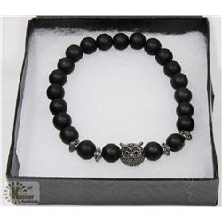 NEW! "OWL" NATURAL LAVA STONE BEADS BRACELET