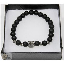NEW! "OWL" NATURAL LAVA STONE BEADS BRACELET