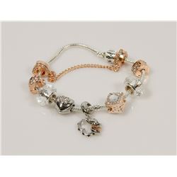 NEW! PANDORA STYLE 925 SILVER CHARM BRACELET