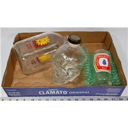 FLAT WITH SKULL HEAD VODKA BOTTLE, MOLSON EXPORT