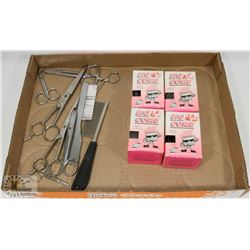 FLAT OF HAIRDRESSER AND BARBER ITEMS