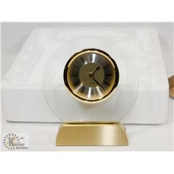 NEW IN BOX GOLD PLATED TABLE CLOCK