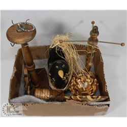 BOX OF WOOD ORNAMENTS