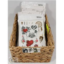 BIN OF TEMPORARY TATTOOS