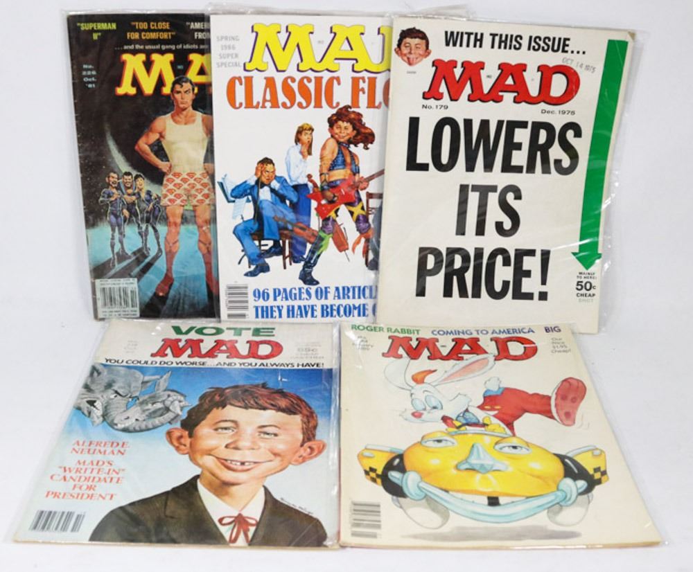 LOT OF 5 MAD MAGAZINES.