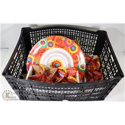 LOT W/ PARTY PLATTERS WITH SHOT GLASS ON CHAIN