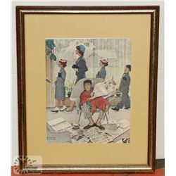 LARGE NORMAN ROCKWELL "SUNDAY MORNING" MATTED &