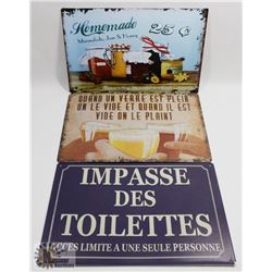 LOT OF 3 NEW! METAL SIGNS (12" X 8")
