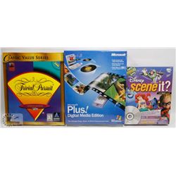 NEW PC SOFTWARE, DISNEY SCENE IT, TRIVIAL PURSUIT,