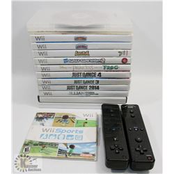 LOT OF NINTENDO WII CONTROLLERS AND GAMES.