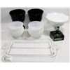 OLD GLASS COMPORT, MILK GLASS & BLACK GLASS, AND