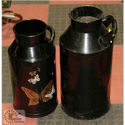 TWO DECORATIVE ANTIQUE CREAM CANS