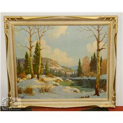 FRAMED ART "FOOTHILLS OF THE ROCKIES" SIGNED