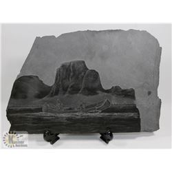 VINTAGE HANDCRAFTED STONE CARVING OF THE VOYAGUERS