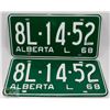 Image 1 : PAIR OF NEVER USED ALBERTA 1968 LICENSE PLATES