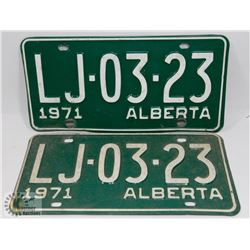 PAIR OF NEVER USED ALBERTA 1971 LICENSE PLATES