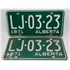 Image 1 : PAIR OF NEVER USED ALBERTA 1971 LICENSE PLATES