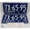 Image 1 : PAIR OF NEVER USED ALBERTA 1970 LICENSE PLATES
