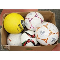 BOX OF ASSORTED SOCCER BALLS