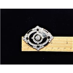 18)  VINTAGE BLACK ENAMEL & CLEAR