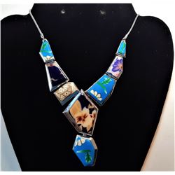 19)  SILVER TONE & COLORED ENAMEL