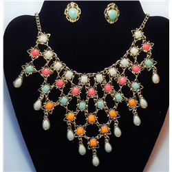 14)  GOLD TONE WITH WHITE, PEACH, PINK