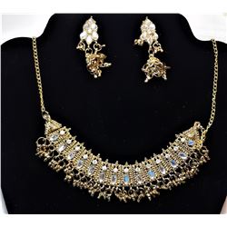 12)  GOLD TONE & CLEAR RHINESTONE