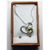 Image 1 : 16)  SILVER TONE & CLEAR CRYSTAL HEART