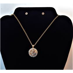17)  GOLD TONE & CLEAR CRYSTAL ROUND