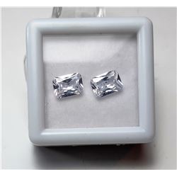 2)  LOT OF 2 WHITE EMERALD CUT ZIRCON
