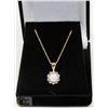 Image 1 : #120-WHITE  OPAL & CZ PENDANT &  NECKLACE