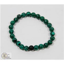 #68-NATURAL MALACHITE & MATTE BEAD BRACELET 8MM