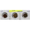 Image 1 : LOT OF 3 USA INDIAN HEAD PENNIES VARIOUS YEARS