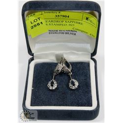 LADIES TEARDROP SAPPHIRE EARRINGS STAMPED .925