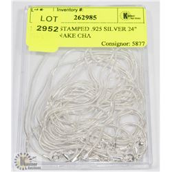 LOT OF 5 STAMPED .925 SILVER 24" SILVER SNAKE