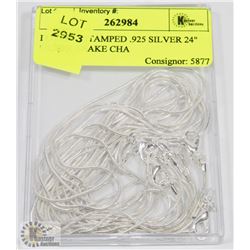 LOT OF 5 STAMPED .925 SILVER 24" SILVER SNAKE