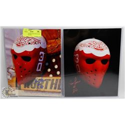 LOT OF 2 DETROIT RED WINGS RON LOW SIGNED 8X10