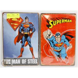 LOT OF 2 DC SUPERMAN TIN SIGNS 8"X12"