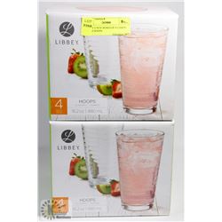 LOT OF 2 NEW BOXES OF 4 LIBBEY 16.2 OZ HOOPS