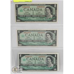 LOT OF 3 CANADA 1967 $1 BILLS