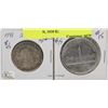 Image 1 : LOT OF 2 CANADA COINS 1941 50 CENT COIN, 1939 $1