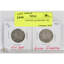 LOT OF 2 CANADA QUARTERS 1921, 1931